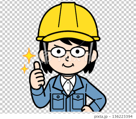A middle-aged female site supervisor wearing a helmet praising A middle-aged female site supervisor wearing a helmet praising 136223394