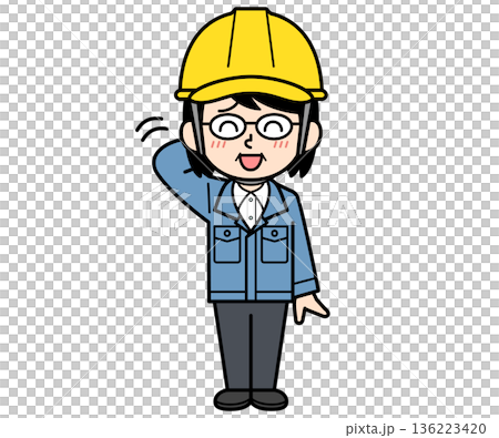 一位戴著安全帽的中年女工地主管感到尷尬 136223420