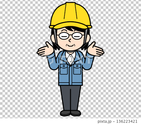 A middle-aged woman who is a site supervisor wearing a blatant helmet A middle-aged woman who is a site supervisor wearing a blatant helmet 136223421