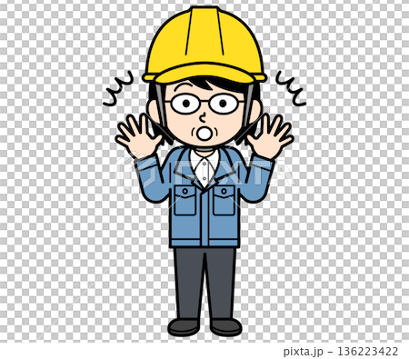 一位戴著安全帽的中年女工地主管感到驚訝 136223422
