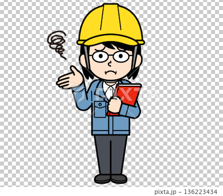 A middle-aged female site supervisor wearing a helmet and holding a file A middle-aged female site supervisor wearing a helmet and holding a file 136223434