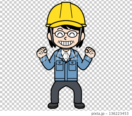 A smiling middle-aged woman on site wearing a helmet A smiling middle-aged woman on site wearing a helmet 136223453