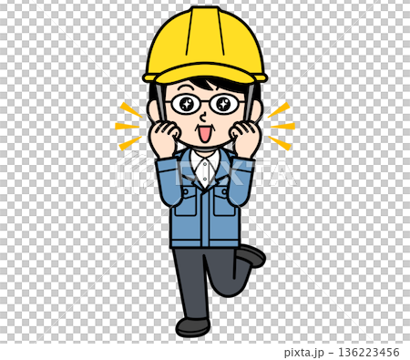 Excited middle-aged female site supervisor wearing a helmet 136223456