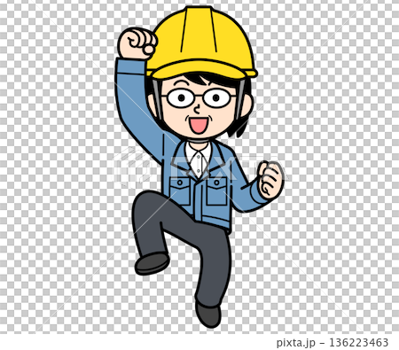 一名中年婦女在建築工地上戴著安全帽 136223463