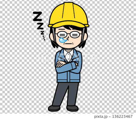 一位戴著防打盹頭盔的中年女工地主管 136223467