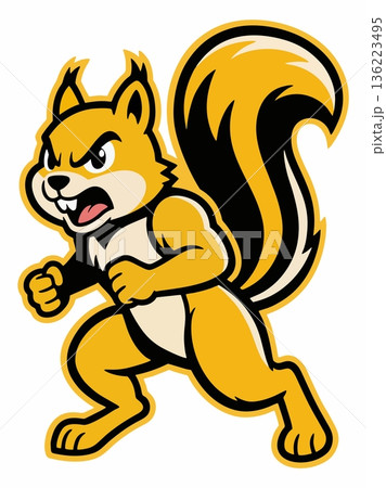 Illustration of a fierce fighting squirrel mascot 136223495