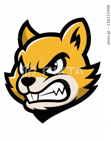 Illustration of a fierce fighting squirrel mascot 136223496