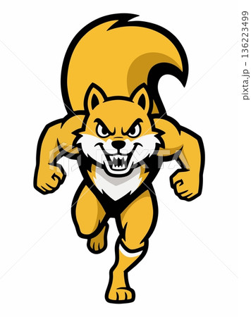 Illustration of a fierce fighting squirrel mascot 136223499