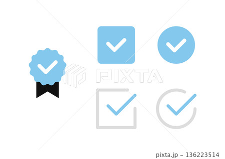チェックマークのシンプルなベクターイラストセット素材 136223514