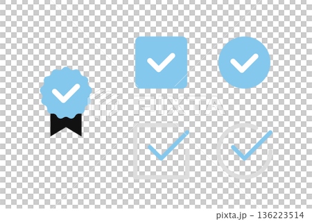 チェックマークのシンプルなベクターイラストセット素材 136223514