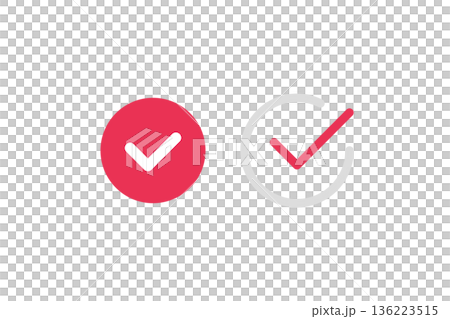 シンプルな丸いチェックマークのベクターイラストセット素材 136223515