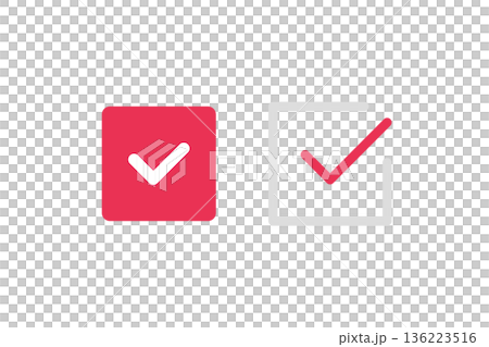シンプルな四角いチェックマークのベクターイラストセット素材 136223516