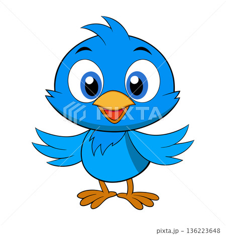 Cheerful cartoon bluebird vector illustration on a clean white background 136223648