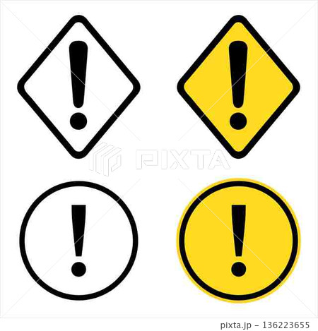 Warning signs set exclamation marks in geometric shapes concept design 136223655