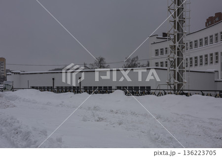 Lviv Ukraine 01.15.26 Snow covers building and ground after winter storm in urban area Lviv Ukraine 01.15.26 Snow covers building and ground after winter storm in urban area 136223705