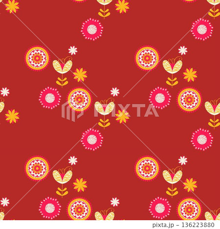 Abstract floral cute seamless pattern, JPG  136223880