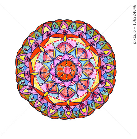 Floral odd mandala pencils drawing mandala. Floral odd mandala pencils drawing mandala. 136224046