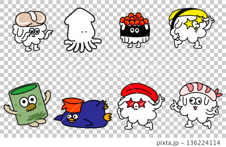 壽司與海洋生物角色收藏套裝 136224114