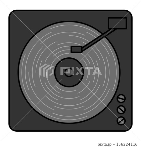 レコードプレーヤーのイラスト ターンテーブル DJ機材 レコードプレーヤーのイラスト ターンテーブル DJ機材 136224116