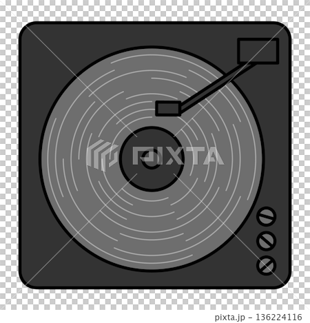 Illustration of a record player, turntable, DJ equipment 136224116
