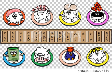 壽司角色設定集，手繪風格插畫 136224119