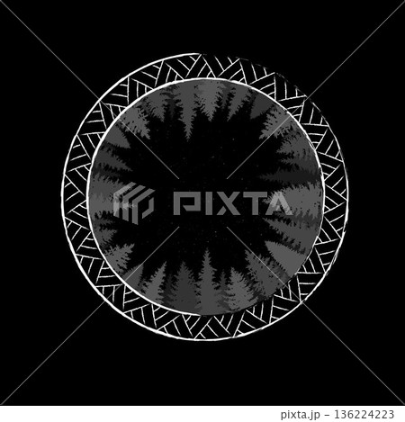 Scandinavian Vegvisir circle symbol grunge 136224223