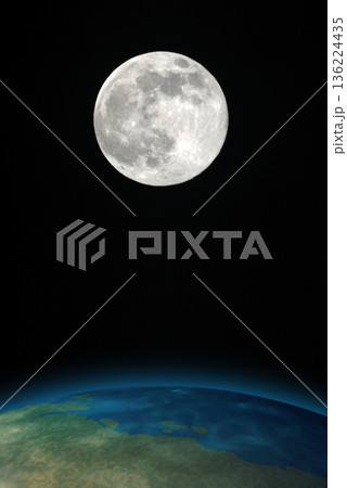 月と地球 合成イメージ 月と地球 合成イメージ 136224435