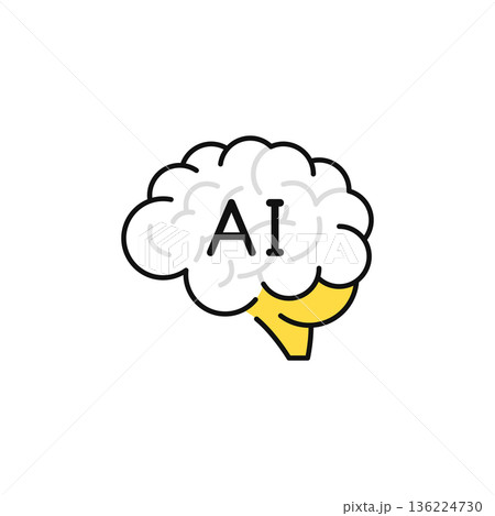 AIと脳みそのシンプルなベクターアイコンイラスト素材 136224730