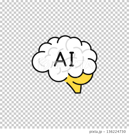 AIと脳みそのシンプルなベクターアイコンイラスト素材 136224730