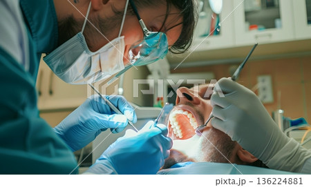 歯科医院で行われる安心・清潔な歯科治療の現場 136224881
