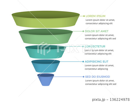 Five Level Funnel Infographic Diagram 136224978