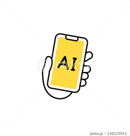 AIとスマートフォンのシンプルなベクターアイコンイラスト素材 136225053
