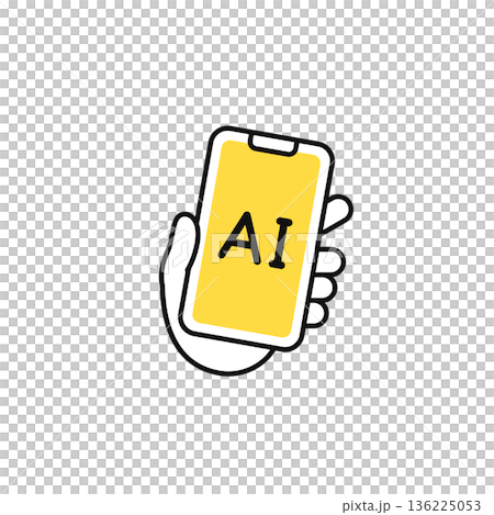 AI and smartphone simple vector icon illustration material 136225053
