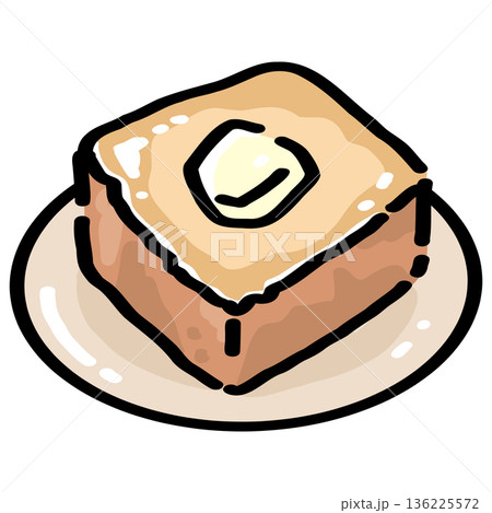 Honey Butter Toast on Plate Illustration Honey Butter Toast on Plate Illustration 136225572