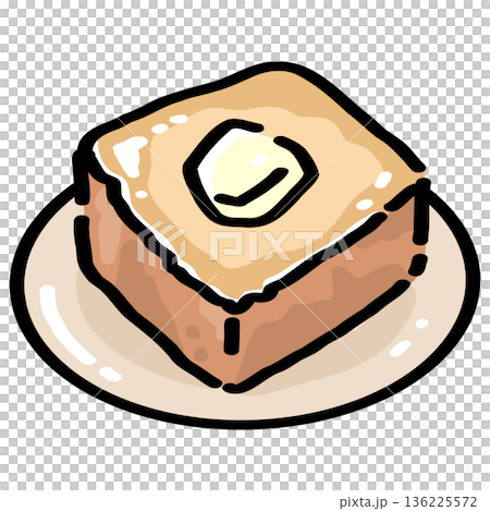 Honey Butter Toast on Plate Illustration 136225572
