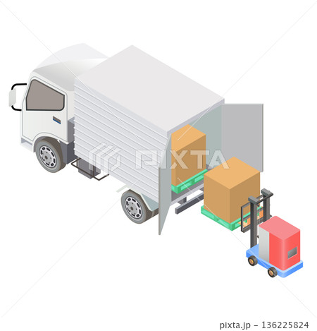 無人フォークリフトの積み込み 無人フォークリフトの積み込み 136225824