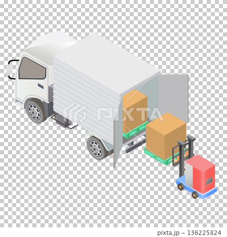 無人フォークリフトの積み込み 無人フォークリフトの積み込み 136225824