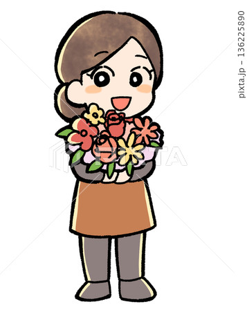 花束を持つ花屋さん 花束を持つ花屋さん 136225890