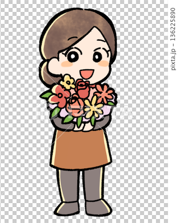 花店老闆和一束花束 136225890