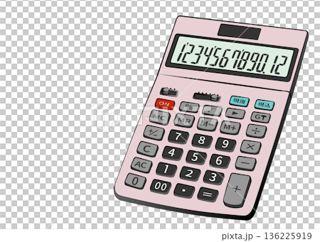 粉紅電子計算機插圖，留白處可貼上。 136225919