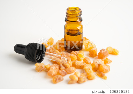 Frankincense or olibanum aromatic resin isolated on white background used in incense and perfumes. 136226182