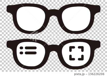 Smart glasses and eyeglasses icon set 136226208
