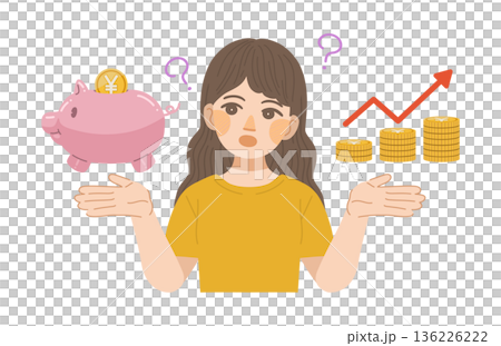 圖：一位女士正在思考如何增加儲蓄 136226222