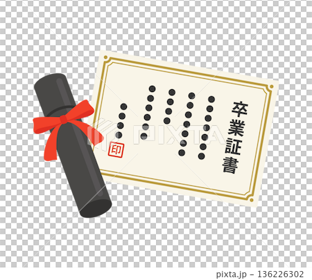 卒業証書,フラットイラスト 136226302