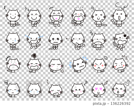 Cute cat facial expression set 136226392