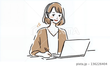 ヘッドセットで会話をする女性 136226404