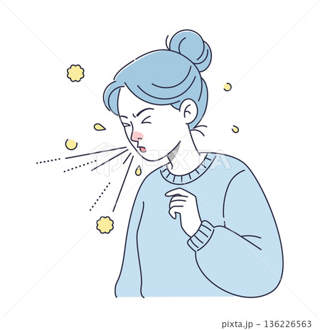 花粉症でくしゃみをする女性のベクターイラスト 136226563