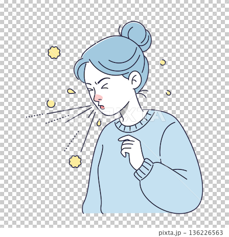 花粉症でくしゃみをする女性のベクターイラスト 136226563