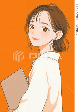 ノートパソコンを持つ女性 ノートパソコンを持つ女性 136226745