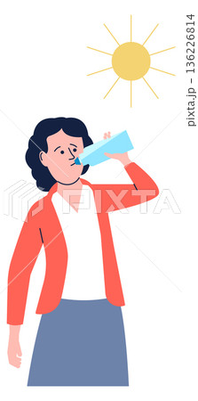Thirst color icon. Woman drink water in hot day 136226814